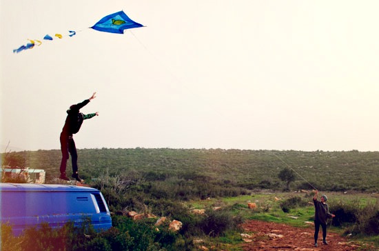 Launching the kite that kasha made