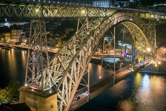 Porto-portugal-by-van-bridge-at-night
