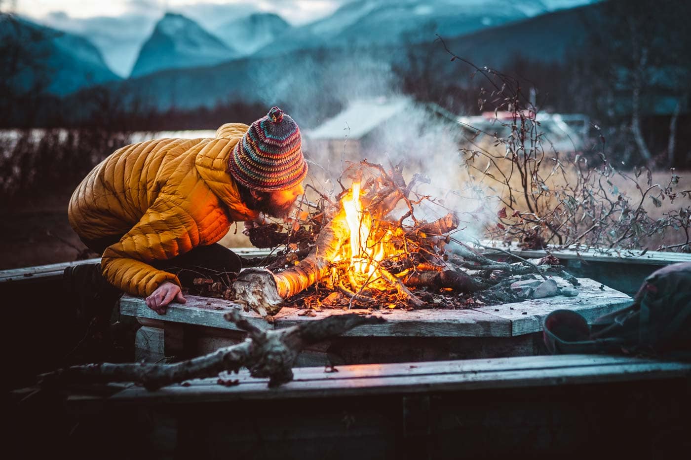 campfire in swedish lapland Abisko national park