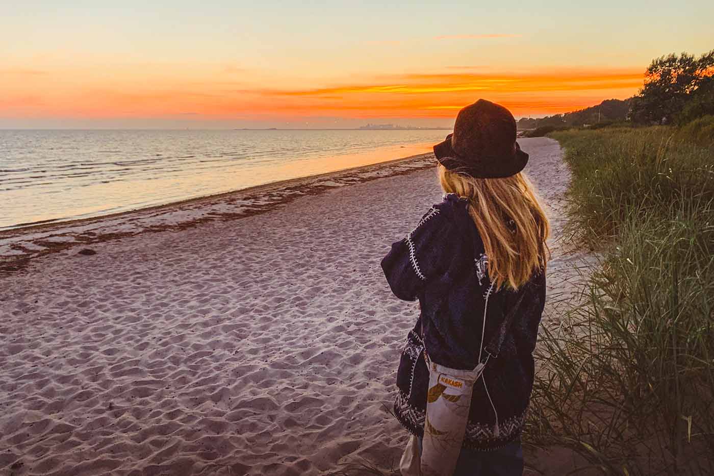 woman waiting on beach
