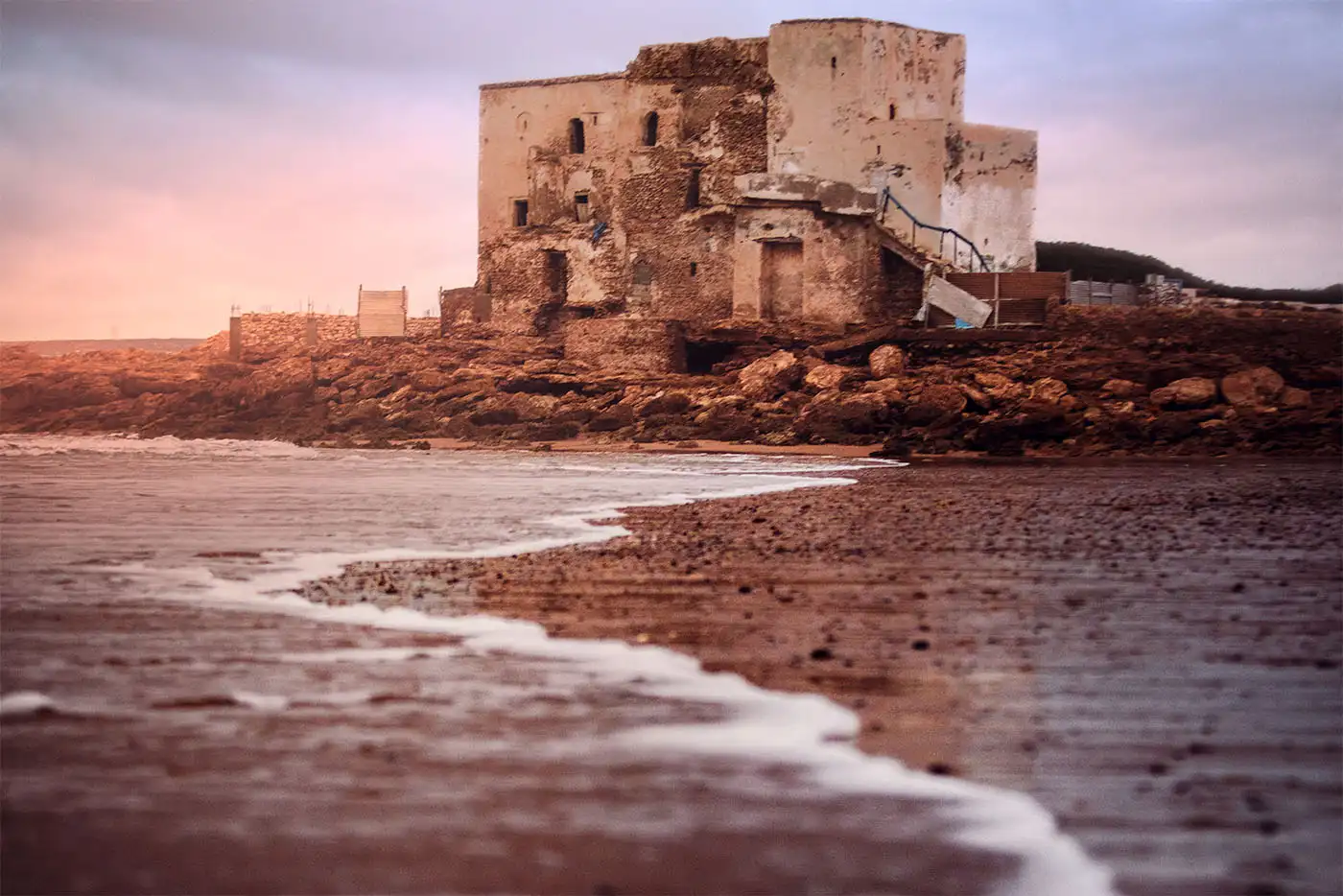 abandoned building on Sidi Kaouki beach
