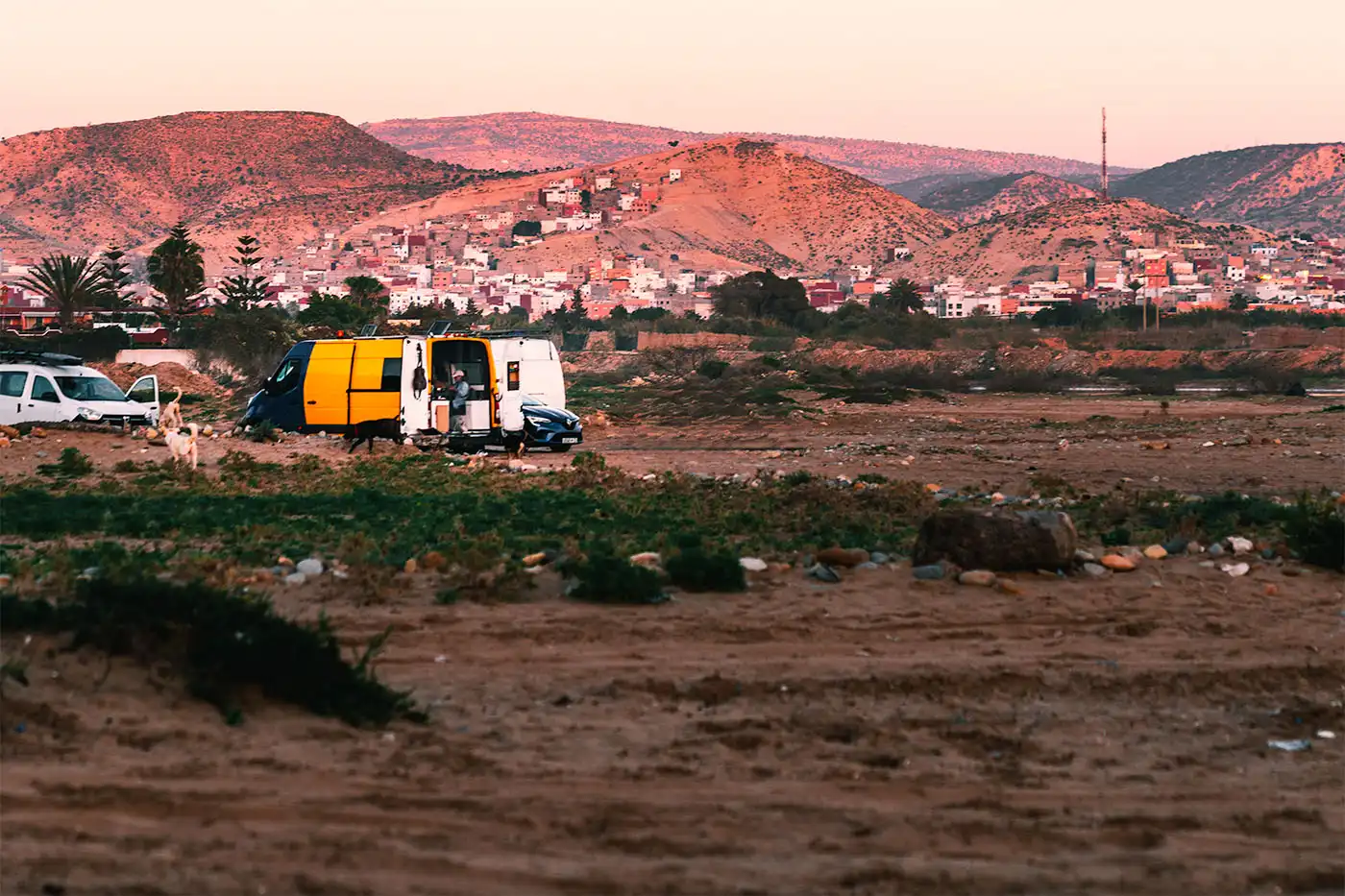 camping on tamraght beach in a van